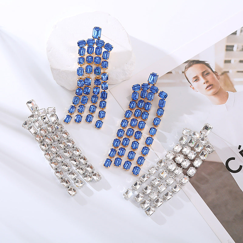 Wholesale Diamond Long Tassel Earrings